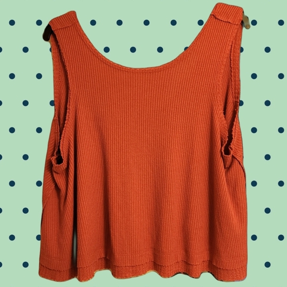 We The Free | Free People Flor De Mayo Tank Top Red Orange Scoop Neck Size S/M - Picture 7 of 9